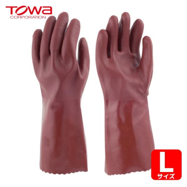 ビニスター 塩化ビニール手袋(厚手)|特長:塩化ビニールをコーティングしているため油に強く、耐摩耗性にも優れています。 ハードな作業に威力を発揮する丈夫なタイプです。 全長34cmの袖口ロングタイプです。