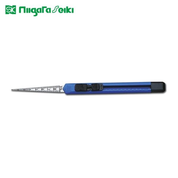 SK テーパーゲージ|特長:クリップ式スライドケースを採用し、安全に携帯できます。 ゲージ先端をRカットしてあり安全に作業ができます。 スライド方式で収納ができます。