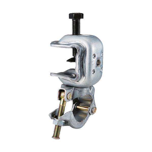 KS 単管オプション|特長:独自のコ型形状で建築現場の振動を吸収します。 単管クランプ部は独自のナット抜け防止機構です。