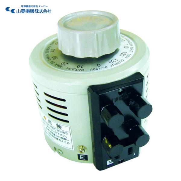 山菱 変圧器|特長:トロイダル状の鉄芯に銅線を放射状に捲線し、特殊配分によるカーボン刷子を摺動します。 出力電圧を断続することなく連続的に0Vより任意の電圧まで可変できる電圧調整器です。