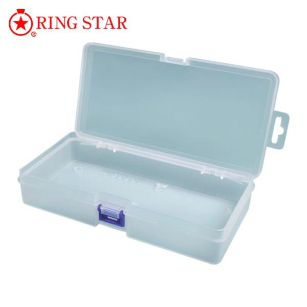 RING STAR パーツケース(樹脂製)|特長:本体、フタ、バックル部分が別部品で耐久性抜群です。 引っ掛かりを軽減するスマートデザインです。 開けやすい本体スリット加工しております。