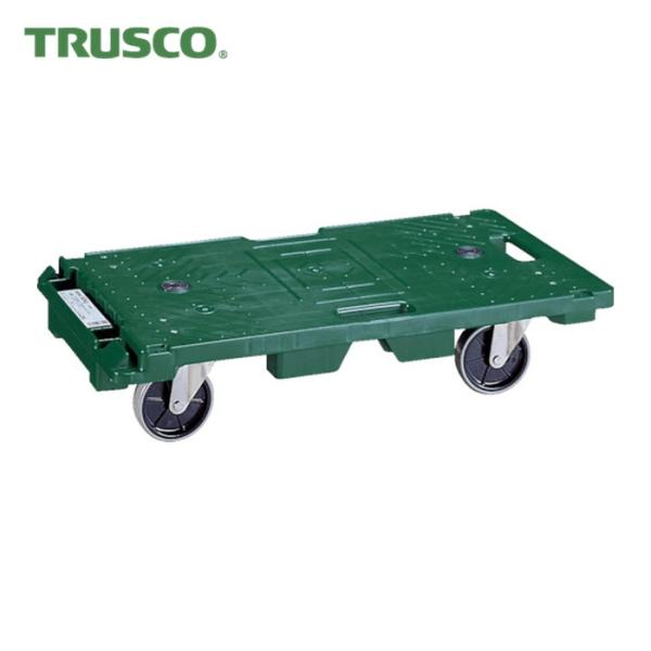 TRUSCO 樹脂製平台車(連結タイプ)|特長:耐水・耐油性に優れ摩耗しにくいステンレス金具ウレタンキャスター仕様です。