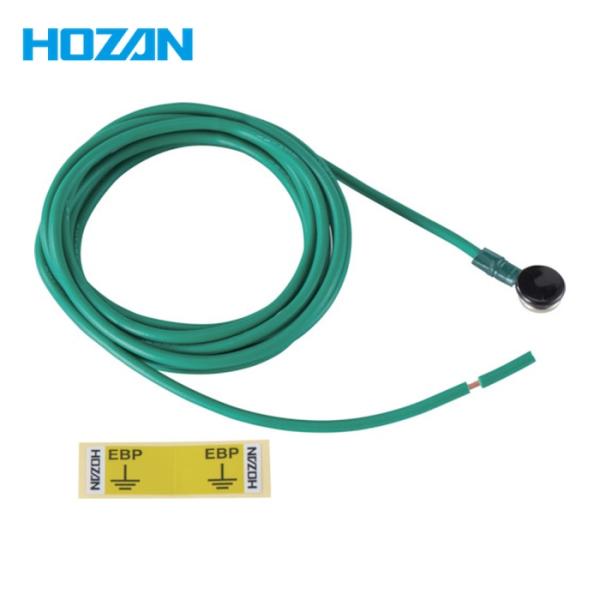 HOZAN 静電気対策接地用品|特長:ホックタイプのアース線です。 着脱可能で、外れにくい確実なアース接続が可能です。 アースシール付です。