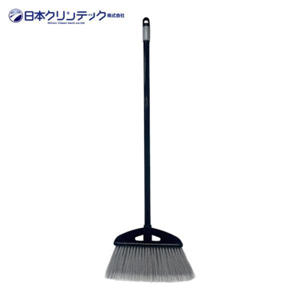日本クリンテック ほうき|特長:腰が強く水気にも強い、土砂から埃まで掃ける、先割加工波付毛植毛箒。