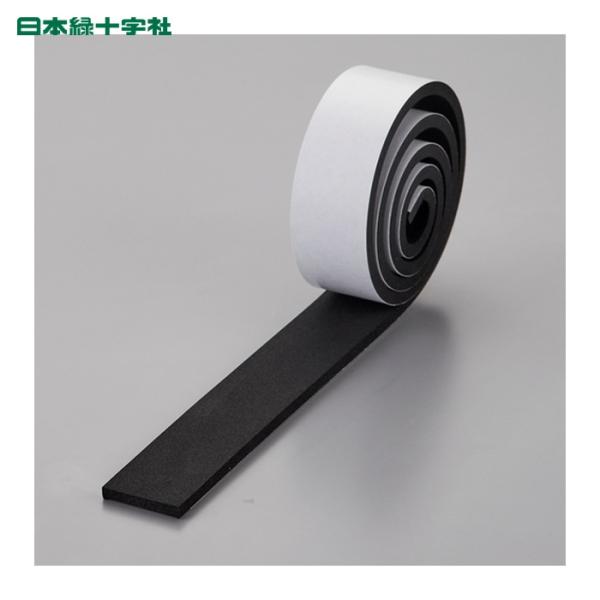 日本緑十字社 スポンジゴム(粘着テープ付) 黒 30×1000×5mm (1巻) 246178