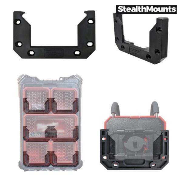 ステルスマウント ツールハンガー|特長:ミルウォーキーのPACKOUT、およびロッキングアクセサリー(ツイストロック方法)に適合したアタッチメントです。 機構内にロックを受ける仕組みを設け、ツイストロックに適合し、壁や天井などのどこでも固定...