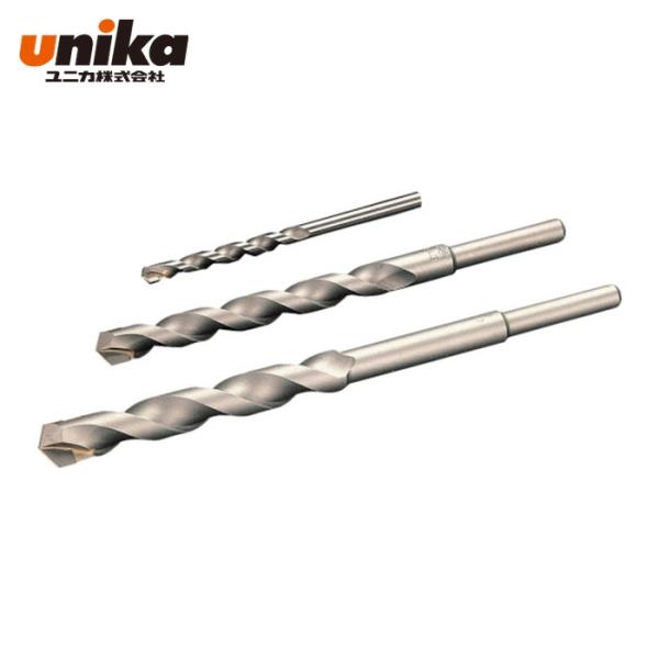 UNIKA コンクリートドリル(SDSplusシャンク)|特長:耐久性を重視した超硬チップを採用、独自設計の刃先形状・角度により、抜群の切れ味を実現しました。 ブリスターパック包装です。