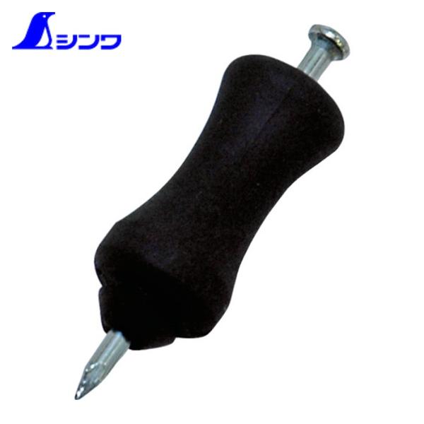 シンワ 墨つぼ|特長:エラストマー樹脂が指への衝撃を吸収します。 市販のコンクリート釘が使用できます。 (#12×50mm)。