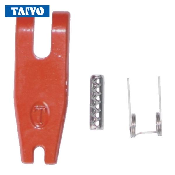 特長●eフック0.63t用の取り換え用ハズレ止め金具セットです。●板、バネ、スプリングピンの三点セットです。●0.63ｔタイプはアイボルトM6〜Ｍ20に、1.25ｔタイプはM8〜Ｍ27まで対応可能です。