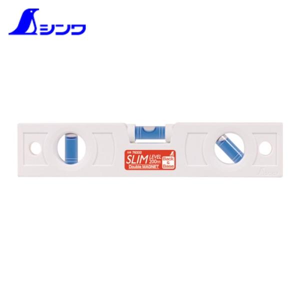 シンワ 樹脂製水平器|特長:本体背面にマグネットを取り付けているため、エアコンの据え付け板やテレビの壁掛け金具の位置出し調整に本体を付けたまま作業可能です。 測定面にもマグネット付です。 水平気泡管下に蓄光シートが付いており暗い所でも気泡管...