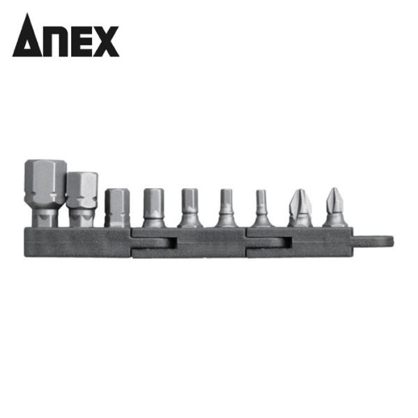 アネックス ANEX AK-51P-B9H 溝付超短ビット 9PCS プラス&六角レンチ (1S)