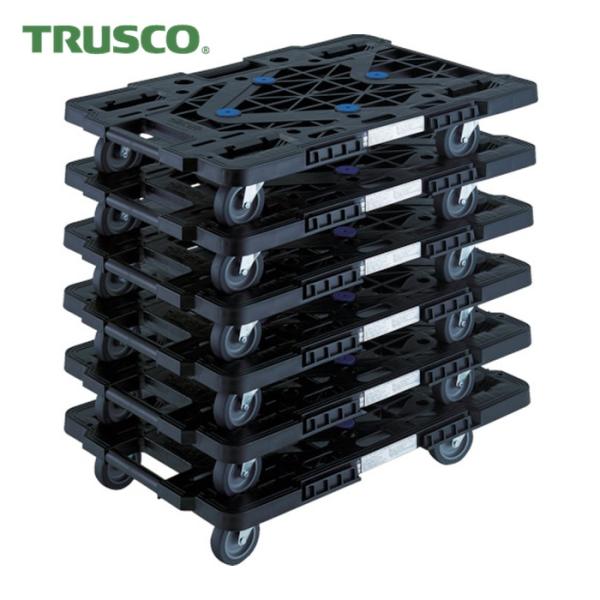 TRUSCO 樹脂製平台車(連結タイプ)|特長:6台セットのお買い得品です。 メッシュ構造の採用で、従来品よりさらに軽量で移動が簡単です。 縦・横方向に連結が可能です。