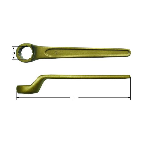 Ampco スイス AX0019B 防爆めがねレンチ オフセットボックス 二面幅寸法19mm 全長185mm (1丁)