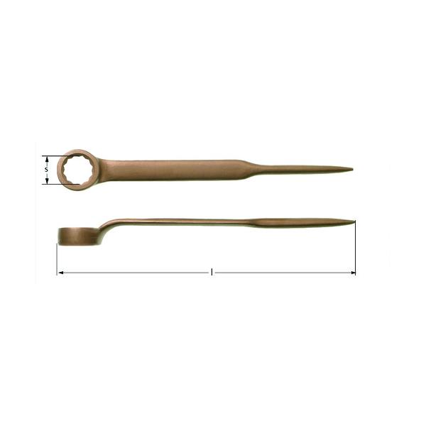 Ampco スイス AN0019B 防爆めがねレンチ シノ付き 二面幅寸法19mm 全長350mm (1丁)