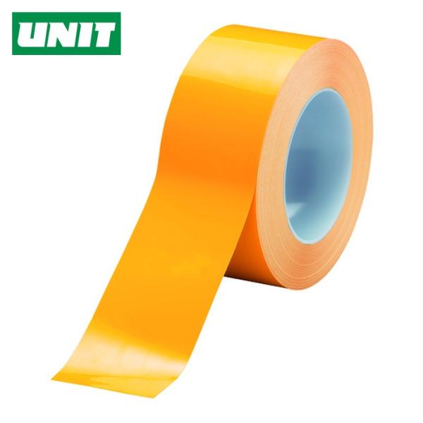 ユニット ラインテープ|特長:色の使い分けで様々な意味合いの区画表示ができます。 オレフィン系フィルムを使用し、燃焼時に有毒な塩素ガスを発生しません。 粗面(凹凸面)に追従性が良い強粘着タイプの合成ゴム系粘着剤を使用しています。