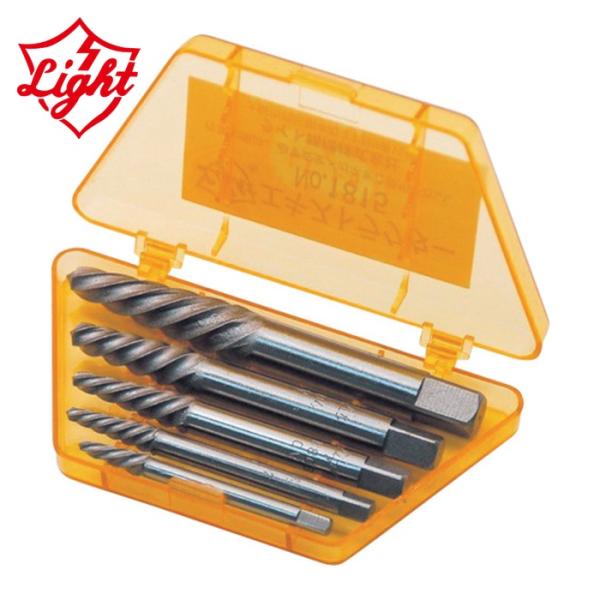 ライト 折れ込みボルト除去工具|特長:丸型エキストラクター801・802・803・804・805が入ったお得なセットです。