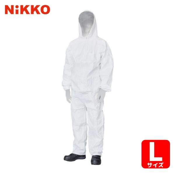 日光物産 使い捨て保護服|特長:水や油に強い防水透湿フィルムが液体や微粒子の浸入を防ぎ、優れた透湿性でムレを軽減します。 感染の原因となるウイルス、バクテリア、体液、血液媒介病原体の浸透を防ぎます。 目止めテープ付きで、有害物質の縫い目から...