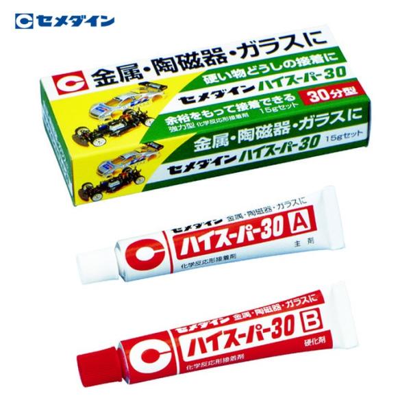 特長●金属、陶磁器などの硬質素材の接着に最適です。●耐熱性、耐水性、耐薬品性に優れます。●混合して30分後から硬化が始まります（23℃）。●主剤を桃色に着色しており、混合が完了すると桃色が消えます。用途●日曜大工に。●プラモデル、金属模型、...