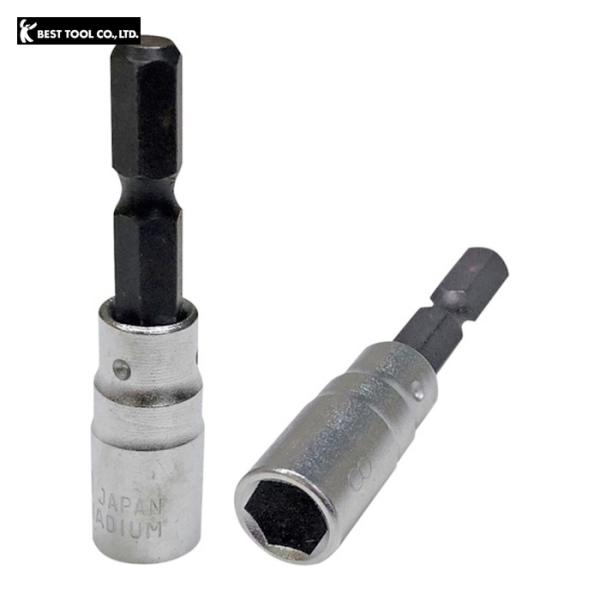 特長●波板フックボルトの全長に合わせた設計なので、コンパクト仕様でも最後までしっかりと締めることができます。●ソケット部はCR-Vを、6角軸部はSNCM鋼を使用し、焼入硬度HRC60±2で精度は抜群です。●ソケット部の2面幅交差は9/100...