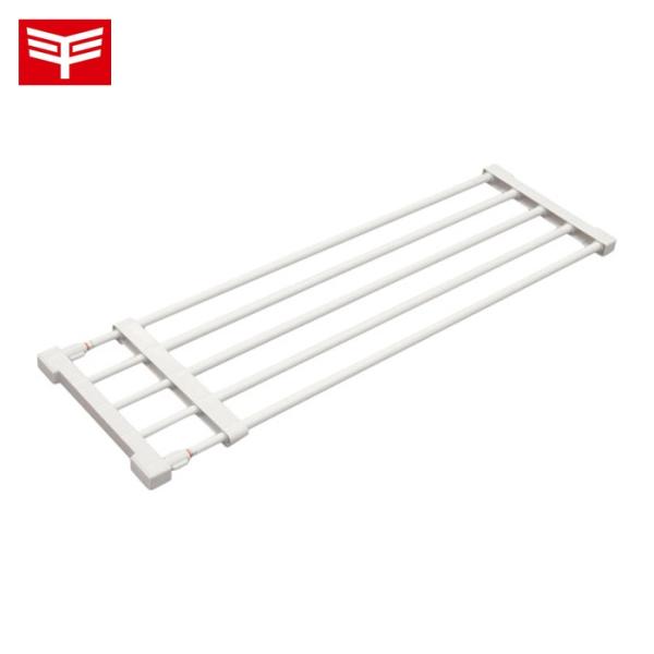 平安伸銅工業 伸縮棚|特長:ネジ・釘不要・取り付け取り外しが簡単です。 伸縮部分に棚があります。