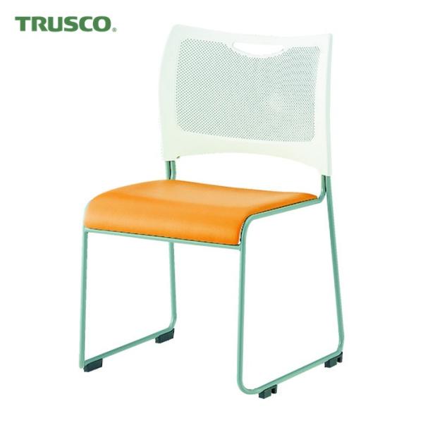 トラスコ TRUSCO ミーティングチェア オレンジ (1脚) 品番：TMCOR