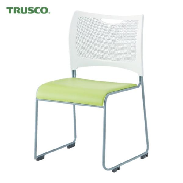 トラスコ TRUSCO ミーティングチェア グリーン (1脚) 品番：TMCGN