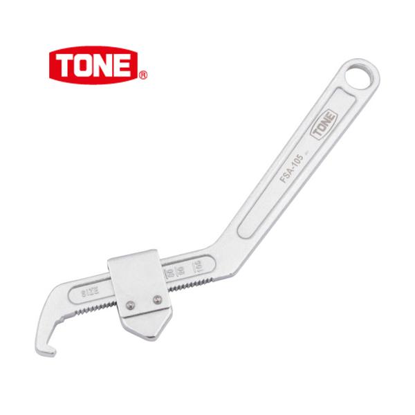 TONE 引掛けスパナ フックスパナ（調整式） 適合寸法35〜105mm (1丁) 品番：FSA-105