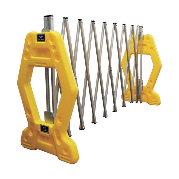 安全興業 バリケードフェンス|特長:伸縮式で置くだけで簡単に設置できます。 軽いので持ち運びも楽にできます。 単管バリケードタイプと比べて、単管パイプの運搬やセットが不要です。