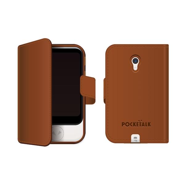 POCKETALK ポケトークS用 手帳型ケース ブラウン 送料無料 ポケトーク アクセサリー ケース 保護 茶色 SOURCENEXT ソースネクスト