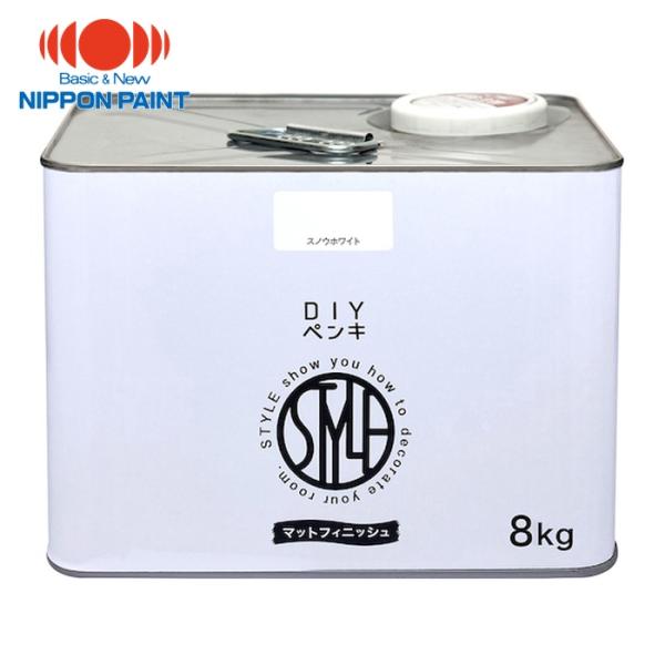 他サイト： ニッペホームペイント DIYペンキ マットフィニッシュ スノウホワイト 8kg (1缶) 4976124887802の商品画像