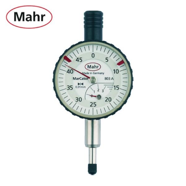 マール ダイヤルゲージ|特長:ハイコントラストの文字盤です。 クロムメッキ仕上げのハウジングです。 耐衝撃タイプは衝撃を逃がす構造になっています。