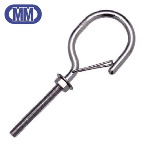 特長●はずれ止め付なので、掛けた物が不用意に外れにくくなっています。用途●壁面・床面・柱等に設置し、チェーン・ワイヤー・ロープの端末金具として。