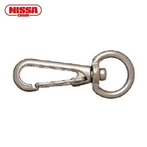 特長●アイの部分が回転するため、チェインなどがからみません。用途●チェインやワイヤーロープの先端金具、連結金具