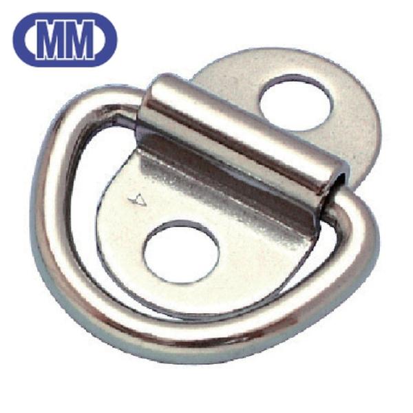 特長●使わない時はリングが倒れてじゃまにならず、使用時はリングにロープ・ワイヤ・チェーンなどを通すことができます。用途●テントロープの端末処理、懸垂幕などの細物ワイヤ・ロープなどの受け金具として。