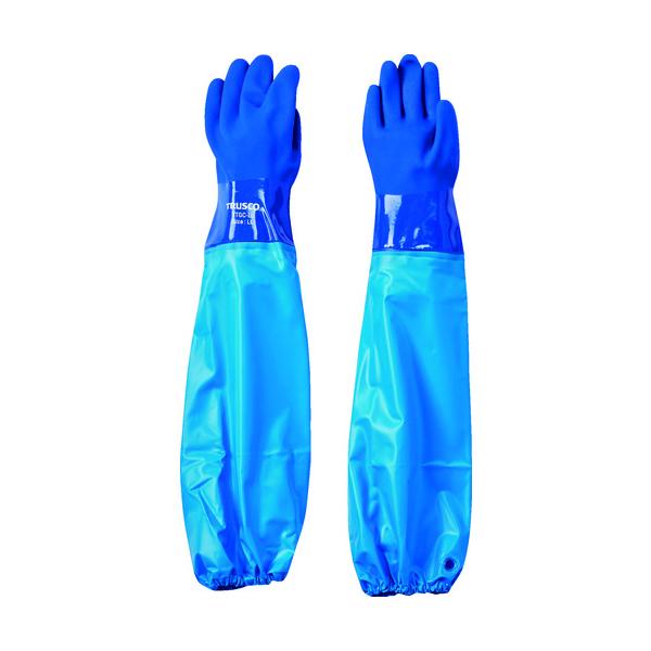 【仕様】●色：ブルー●サイズ：LL●全長(cm)：65.5●手のひら周り(cm)：24.5●中指長さ(cm)：8.0●厚さ(mm)：1.4●すべり止め：あり●製造国：中国(手袋部)、日本(カバー部)【型番】TTGC-LL　/　TTGCLL【...