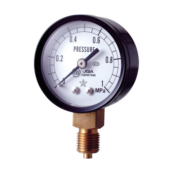 【仕様】●圧力レンジ(MPa)：0〜2.5●最小目盛(MPa)：0.1●呼称：AT1/4×50×2.5MPa●精度：±2.5% FS●接続部サイズ：G1/4B●ケース形状：A●大きさ(mm)：50【型番】S-11-2.5MP　/　S112....