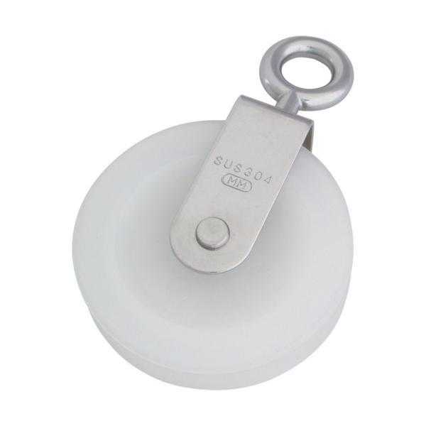 【仕様】●基本使用荷重(t)：0.02●最大使用ロープ径(mm)：9●車数：1●車径(mm)：66●車溝幅(mm)：9●寸法(mm)A：108●寸法(mm)B：66●寸法(mm)C：19●穴径 d(mm)：14●アイタイプ●梱包数(個)：2...