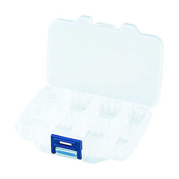 【仕様】●色：クリア●外形寸法(mm)間口：100●外形寸法(mm)奥行：72●外形寸法(mm)高さ：21●有効内寸(mm)間口：93●有効内寸(mm)奥行：48●有効内寸(mm)高さ：16●南京錠(別売)：取付不可●仕切板(枚)：6●タイ...