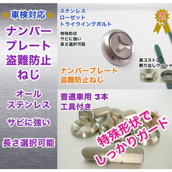 盗難防止ネジ 工具付 3本セット ナンバープレートねじ ローゼット