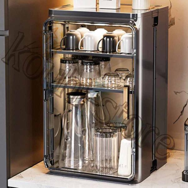 コップ 収納 卓上食器棚 ミニカップボード 卓上2段 3段 ミニ 調味料収納ボックス カップ乾燥ラック カップラック カップ収納 食器棚 キッチン収納 可動棚