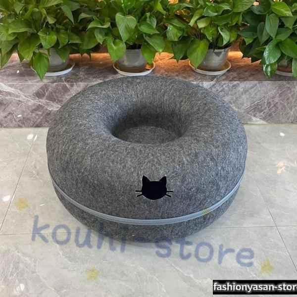 ドーナツ型 キャットトンネル 洗える フエルト製 ペットベッド ドーム型 猫 キャットハウス トンネル ねこハウス おもちゃ ペットソファー 寝床 ハウス 子猫