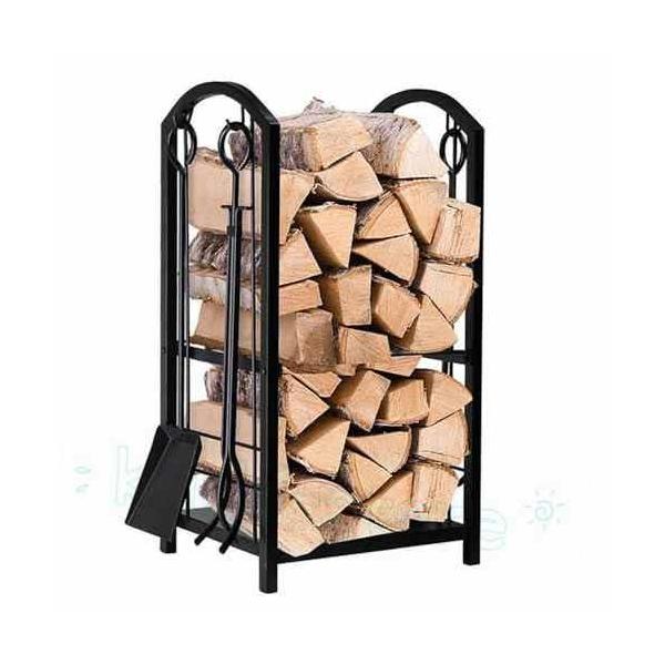 【寸法】 丸太スタンド フレームのサイズは 40x30x75cm で、耐久性のあるスチール チューブに黒色の粉体塗装を施し、屋内外での耐久性と強度を確保しています。重要な金属ブラケットが頑丈なフレームを形成し、正方形のベースには薪を保持する...