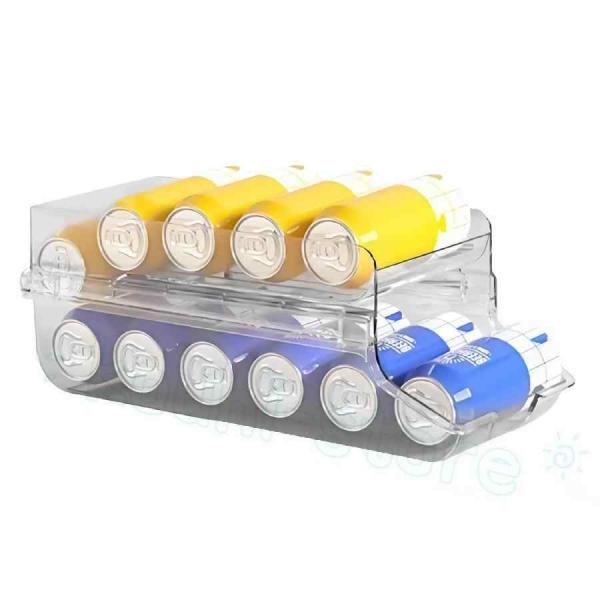 ?大容量：冷蔵庫用の缶ディスペンサーは、一度に複数の飲料ボトルを保管できる大容量に拡大および拡張されており、200~330mlのあらゆる種類の缶に適しています。?革新的な傾斜設計：このローリング缶ディスペンサーは、自動充填のために缶を前面に...