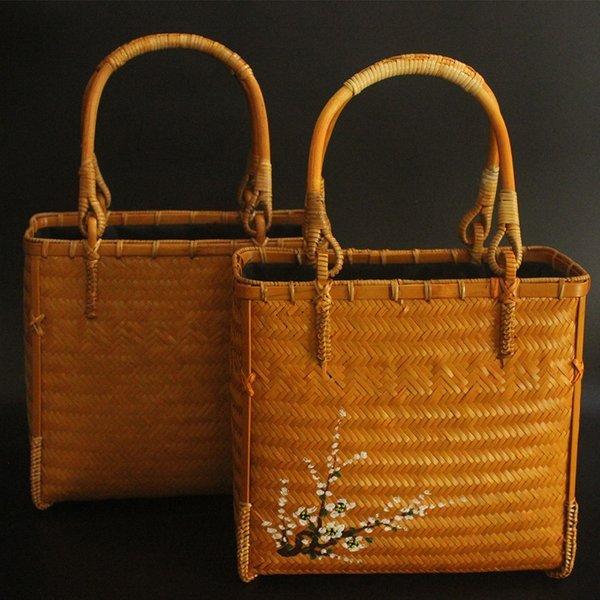 バッグ 職人手作り 自然竹の編み上げ お買物かご かごバック 籐かご  