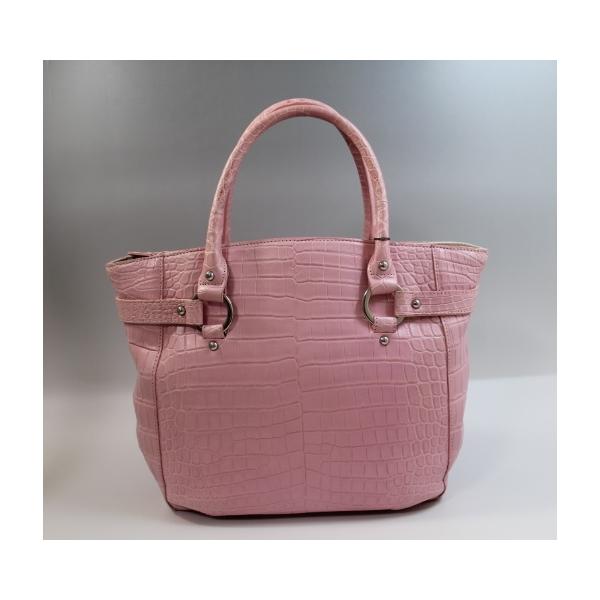クロコダイル バッグ レディース 本物 ピンク ハンドバッグ ショルダー