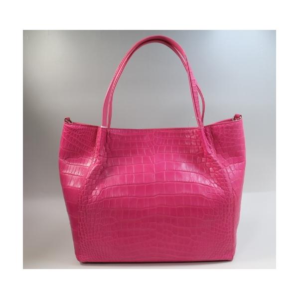 クロコダイル バッグ 本物 ピンク ハンドバッグ ショルダー 2way A4