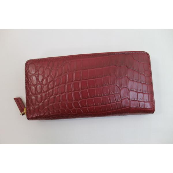 財布 本革 レディース メンズ クロコダイル 長財布 ワイン