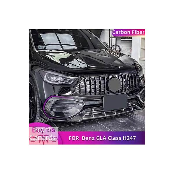 【並行輸入品】 カーボンカーフロントバンパー フォグランプカバー カナードトリム メルセデスベンツglaクラスh247 gla250スポーツgla45 amg 
