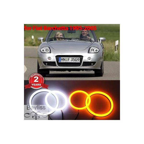 【並行輸入品】 エンジェルアイリング付きコットンLEDヘッドライトキット 超高輝度デイライト フラッシュライト フィアットバルケッタ1995-2005
