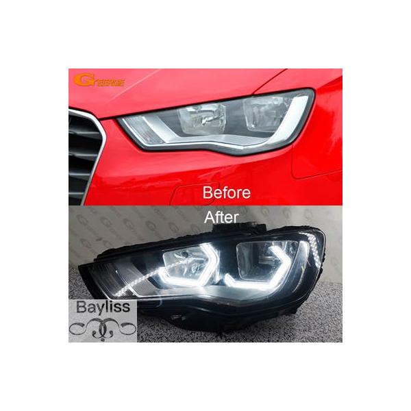 【並行輸入品】 アウディ a3 s3 8v q2用ハロゲンヘッドライト 超高輝度クリスタルコンセプトm4 LEDエンジェルアイ ハローリング デイライト